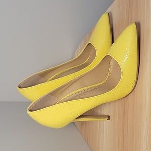 Yellow Pointed Stiletto High Heels